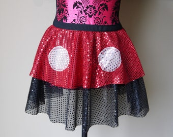 Mickey Mouse Running Skirt, Running Skirt, Sparkle Running Skirt, 5K Skirt, Race Skirt, Princess Skirt, Red and Black Ruffle Skirt