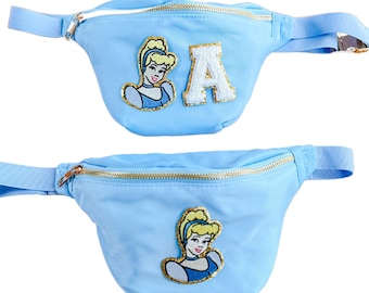 Chenille Princess and Initial Patch Nylon Fanny Pack/ Belt Bag