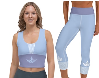 Elsa Frozen 2 Leggings, Elsa  Running Leggings, Frozen 2 Elsa Running Costume, Running Costume, Elsa Frozen 2 Costume, Elsa Crop Top