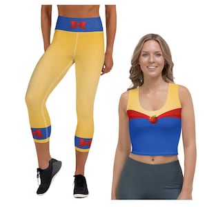 Snow White Leggings, Snow White Running Leggings, Snow White Running Costume, Snow White Costume, Capris Leggings, Princess Costume