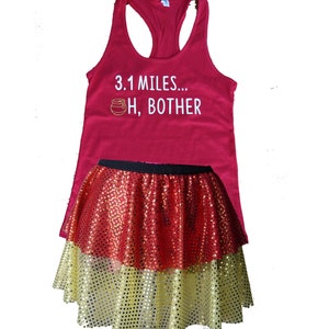 Winnie the Pooh Running Costume, Pooh Bear Costume, Fairy Tale Shirt, Pooh Running Outfit, Sparkle Skirt, Running Skirt