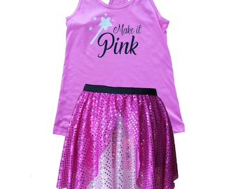 Flora Running Costume, Sleeping Beauty Costume, Fairy Godmother Costume Shirt, Sparkle Skirt, Running Skirt, Princess Costume Pink