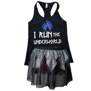 Hades Running Costume, Hades Costume, Fairy Tale Shirt, Villain Running Outfit, Sparkle Skirt, Running Skirt, Wine and Dine Costume