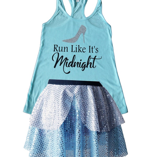 Cinderella Running Costume, Cinderella Costume, Cinderella Shirt, Fairy Tale Shirt, Cinderella Tank, Sparkle Skirt, Running Skirt