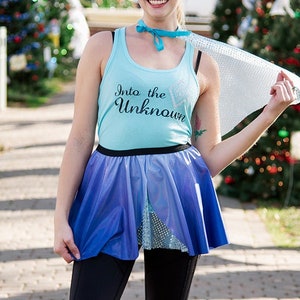 Elsa 2 Running Costume, Elsa 2 Costume, Frozen 2 Tank, Sparkle Skirt, Running Skirt, Into The Unknown, Princess Costume,