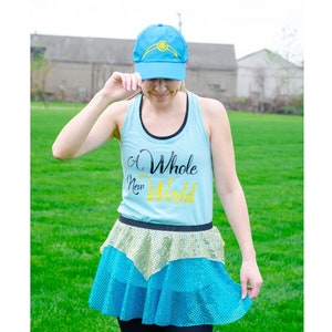 Jasmine Running Costume, Princess Jasmine Costume, Fairy Tale Shirt, Jasmine Tank, Sparkle Skirt, Running Skirt