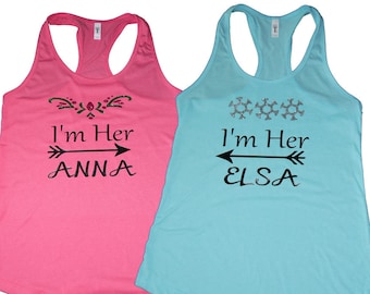 Anna and Elsa Shirts, Frozen Running Costume, Elsa Costume, Frozen Sisters Shirts, I'm Her Elsa Shirt, Disney Shirt Set, Frozen Costume