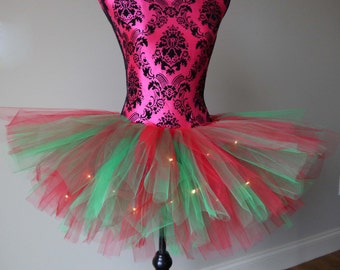 Christmas Tutu, Running Tutu, Christmas Light Tutu, Green and Red Tutu, Race Tutu, Ugly Christmas Sweater 5K, Holiday Run