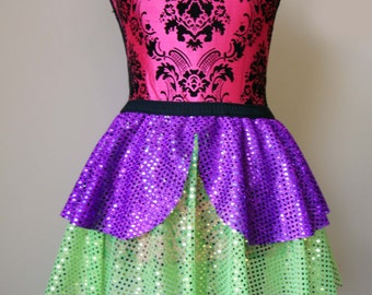 Falda para correr, falda para correr Dopey, falda para correr con brillo, falda para 5 km, falda para carreras, falda de princesa, falda verde y morada con brillo