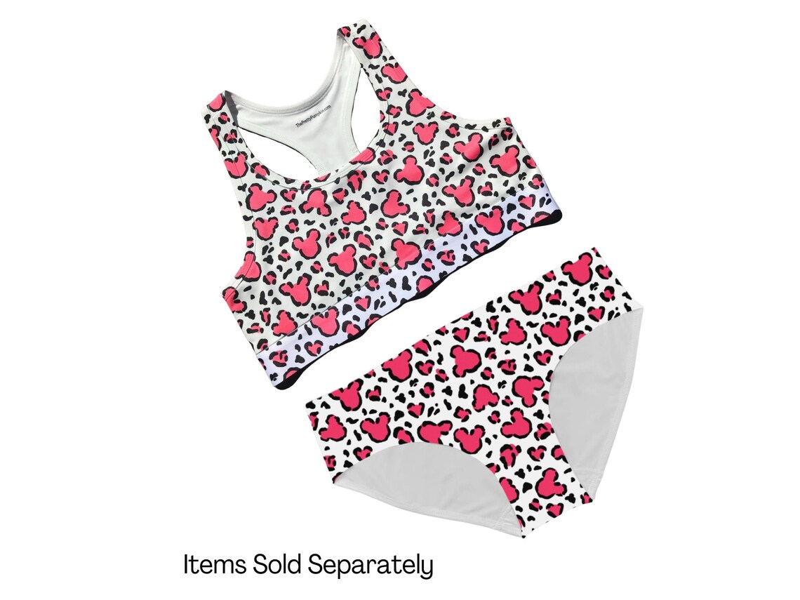 Mickey Mouse Leopard Sports Bra Women's Leopard Bikini Etsy