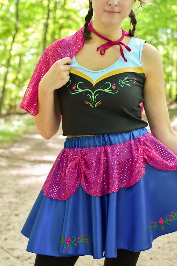 Jupe princesse Anna La reine des neiges Jupe de course Anna Jupe de course Jupe de course scintillante Costume de course La reine des neiges Jupe de princesse Etsy France