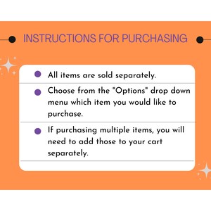 May include: Instructions for purchasing items. All items are sold separately. Choose from the "Options" drop down menu to select the item you would like to purchase. If purchasing multiple items, you will need to add those to your cart separately.