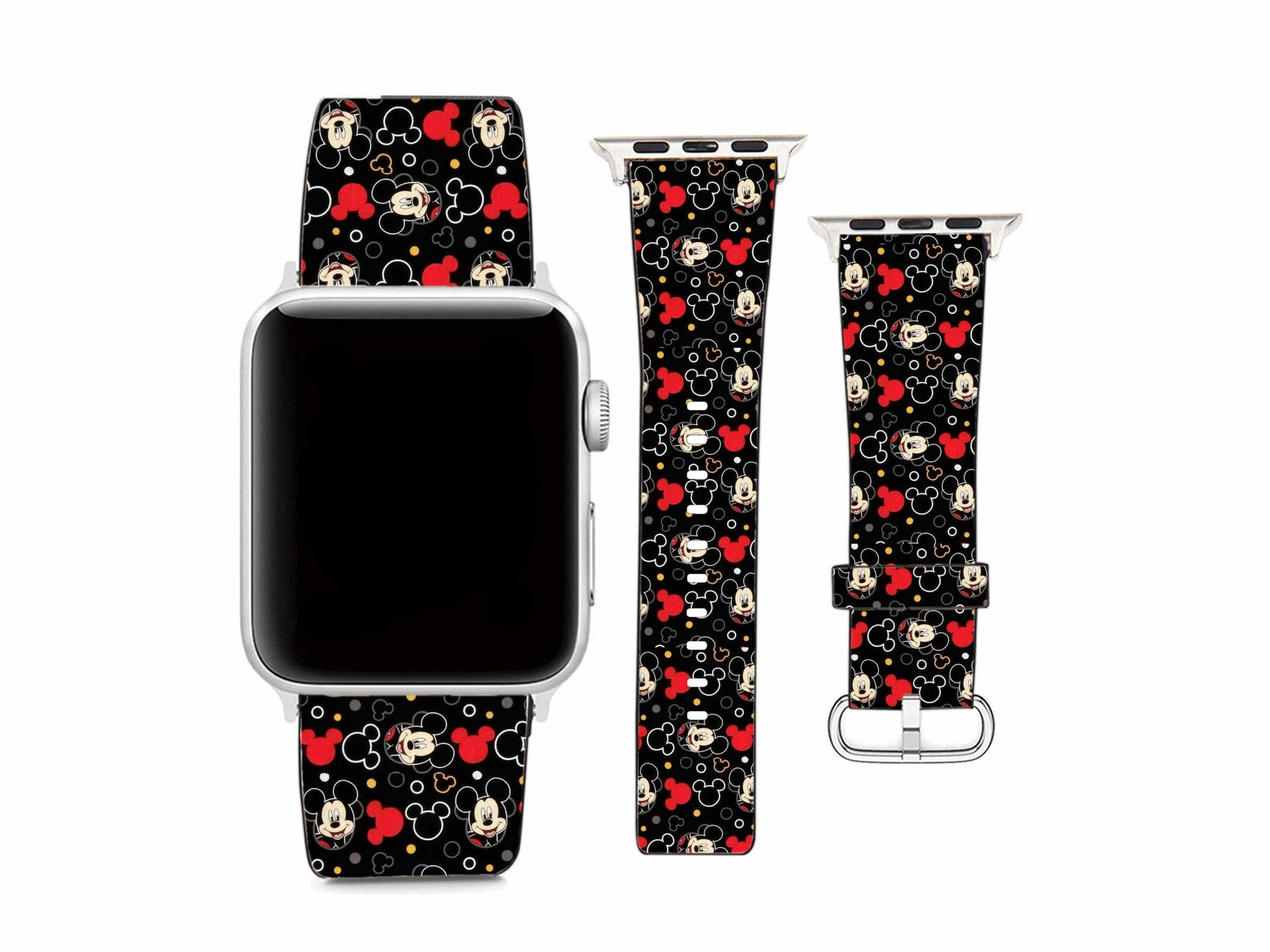 Mickey Mouse Apple Watch Band 38 40 42 44 mm Vegan Leather Etsy
