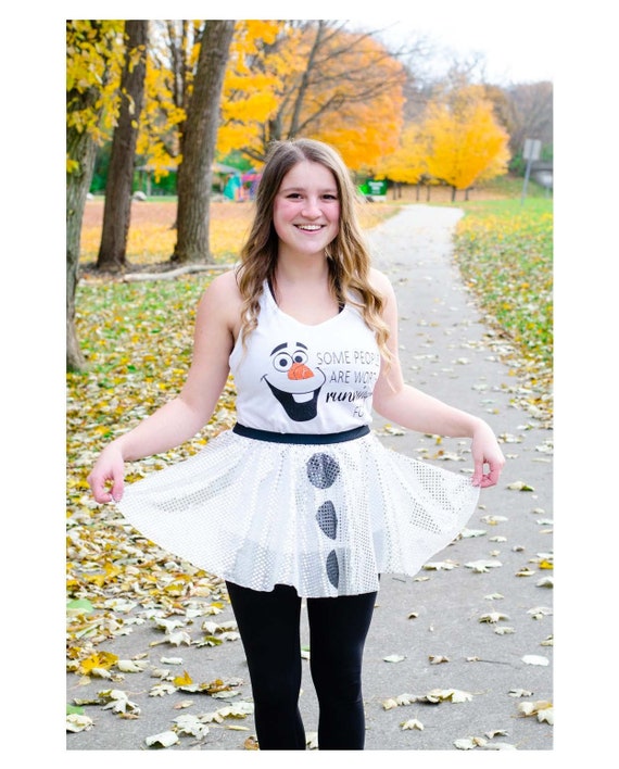Olaf Running Costume Frozen Costume Olaf Shirt Olaf Tank Sparkle Skirt Running Skirt Running Costume Snowman Costume Frozen Shirt Etsy