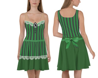 Vestido de mansão mal-assombrada, fantasia de corrida de mansão mal-assombrada, fantasia de anfitrião fantasma, vestido de corrida, saia de corrida, roupa de corrida, vestido de parque