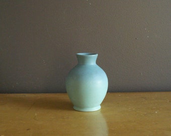 Gorgeous Teal Van Briggle Pottery Vase - Small Vintage Aqua or Teal Blue Flower Vase - Ombre Matte Glaze Art Pottery Colorado Springs