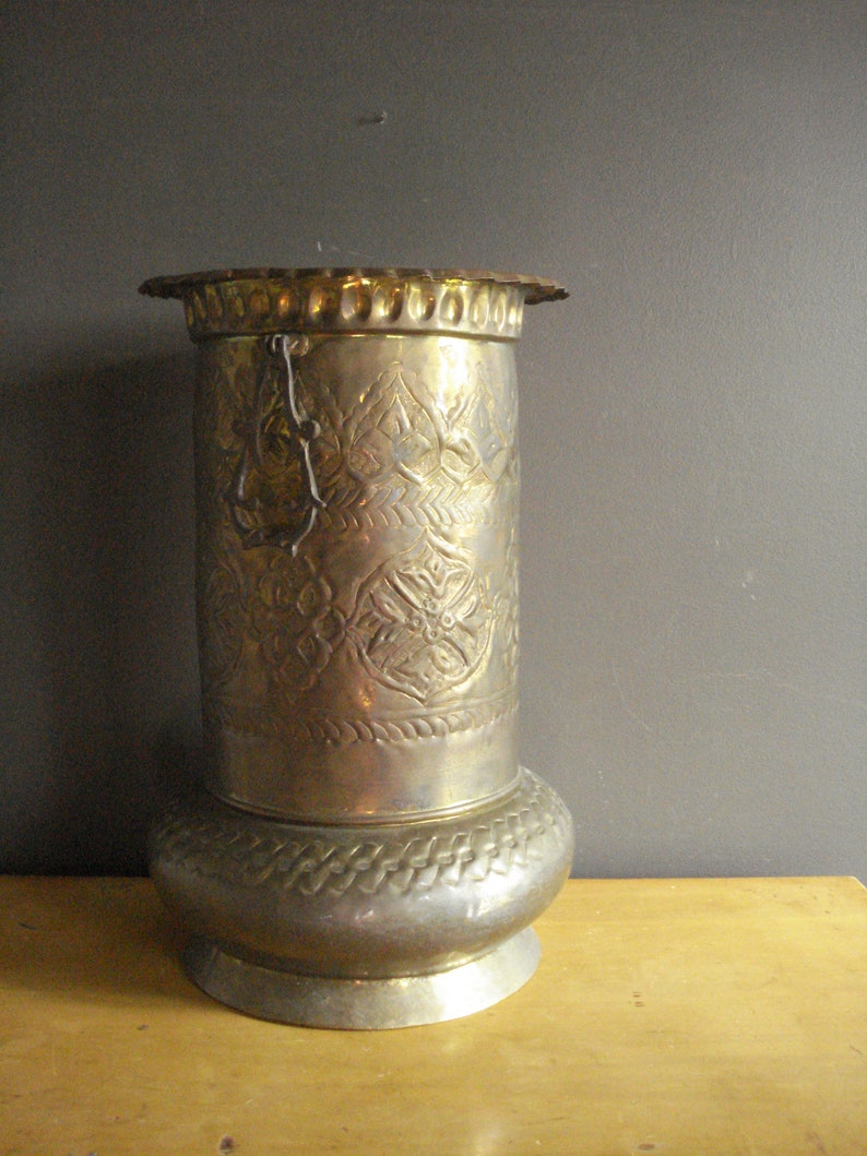 Vintage Brass Umbrella Holder Stand Tall Narrow Brass Etsy