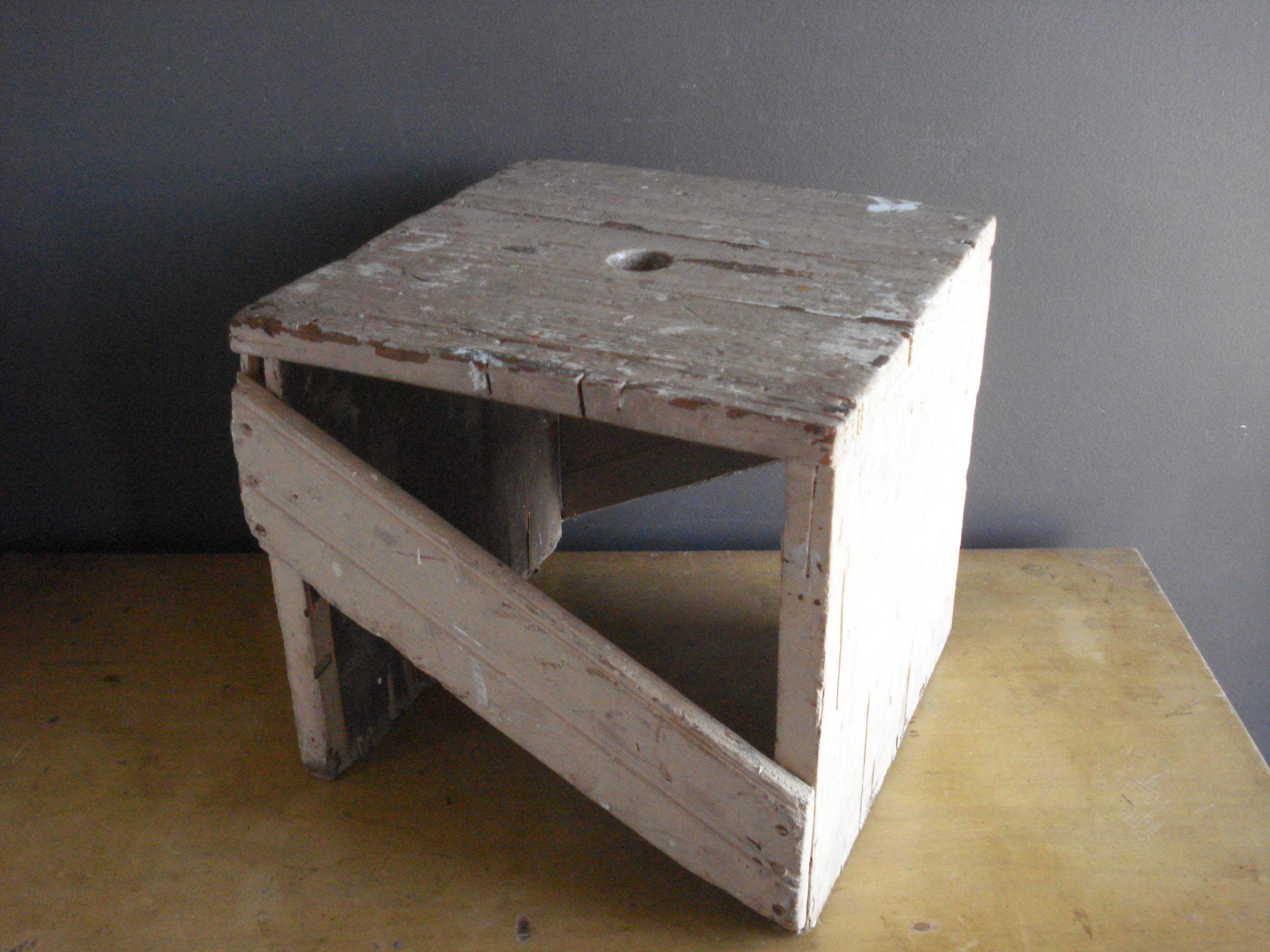 Vintage Wooden Stepstool, Plant Stand - Small Chippy Beige Rectangle ...