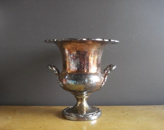 Vintage Silver Ice Bucket, Wine Bucket - or Gorgeous Silverplate Planter with Embossed Scallop Rim - Reflections