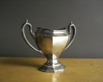 Silverplate Sugar Bowl or Vase - LSG Monogram - Vintage Silver Plate Vase with Handle - Reed and Barton Silverplate - No. 3690 - Monogrammed