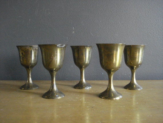 4 Vintage Goblets From World Gift Z.Y.India 6 1/2" 