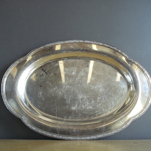 Vintage Silver Tray - Large Oval Embossed Floral Silverplate Platter or Serving Tray - Montclair Pattern