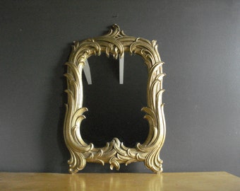 Large Vintage Syroco Wood Mirror with Ornate Frame - Gold Plaster Mirror - Large Ornate Mirror - Antique Frame - Art Nouveau Style