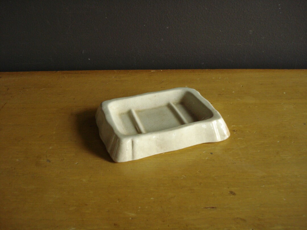 Vintage Porcelain Soap Dish White Ironstone China Bathroom or Kitchen
