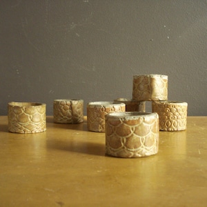 For for Your Table - Vintage Handmade Ceramic Studio Pottery Napkin Rings - Unique Set of Seven 7