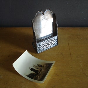 Porta biglietti da visita o foto in argento - Dolce espositore tascabile placcato in argento con monogramma - Espositore da tavolo