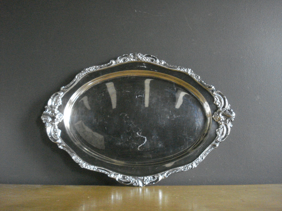 Vintage Silver Tray - Large Oval Baroque by Wallace 258