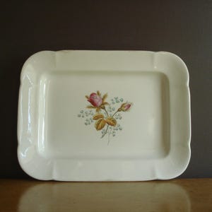 Vintage White Royal Ironstone Platter - Large Edwards Bros Fenton England Moss Rose Serving Platter - White Floral Flower Transferware