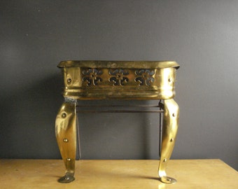 Vintage Brass Footman or Plant Stand - Vintage Brass Bench Shaped Mini Stool or Trivet - Hearth Kettle Stool Stand or Teapot Stand