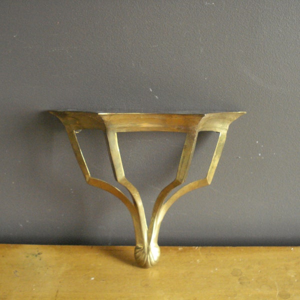 Solid Brass Wall Shelf - Vintage Metal Display Shelf - Antique Plate Display Shelf - Structural Geometric Design Shelf