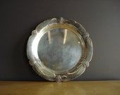 Silver Punch - Intricate Tray - Vintage Round Worn Silverplate Sheffield Tray or Platter