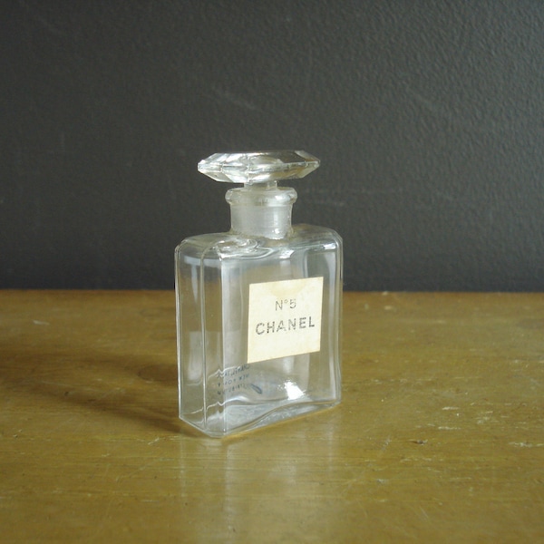 Vintage No. 5 Chanel Perfume Bottle - Size 8 - .5 Fluid Ounce Empty Bottle - Clear Glass Tiny Perfume Original Chanel Bottle - New York