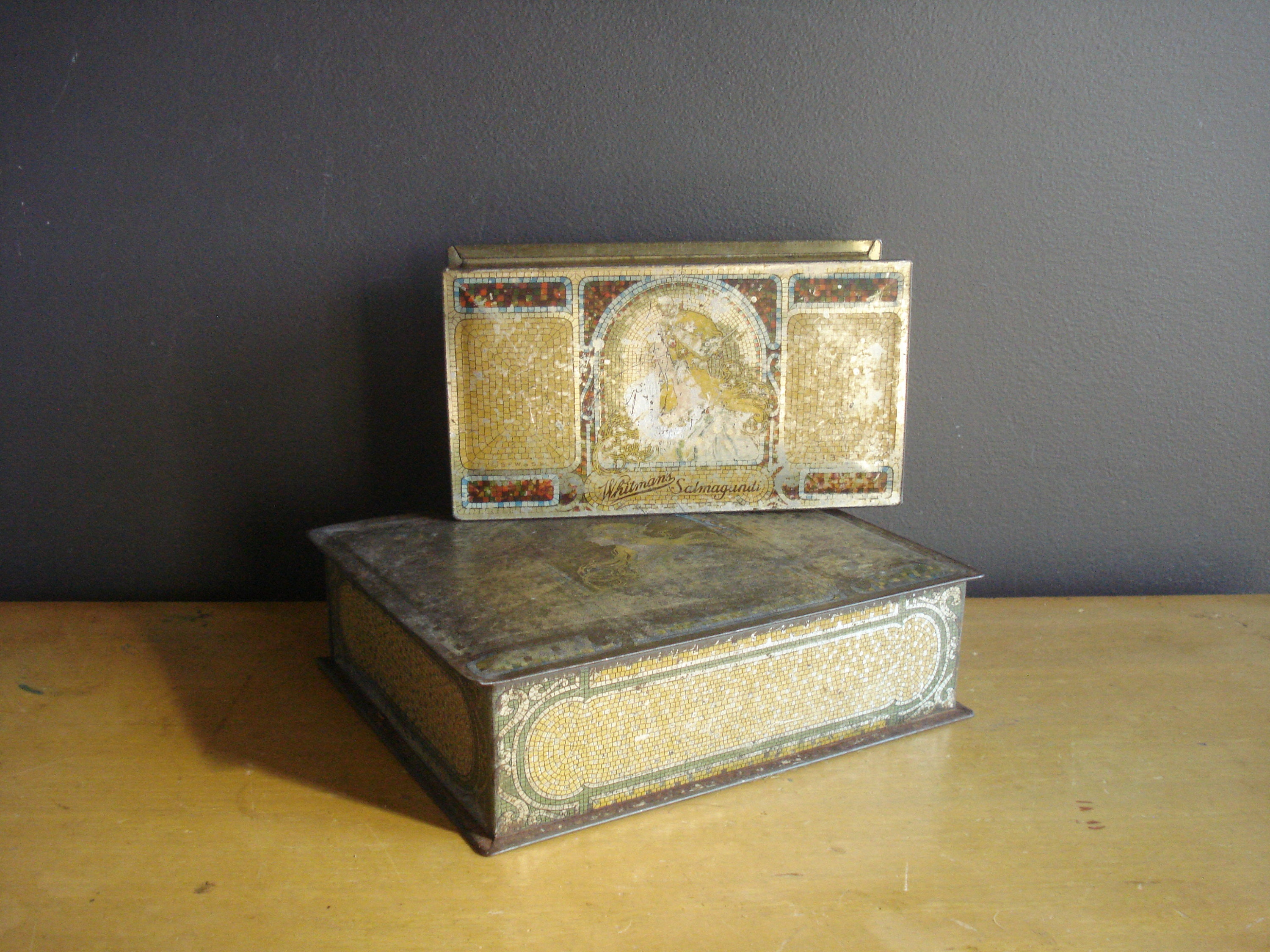 Art Nouveau Lithographed Candy Cookie Tin Box Advertising Vintage German,  1910s For Sale at 1stDibs
