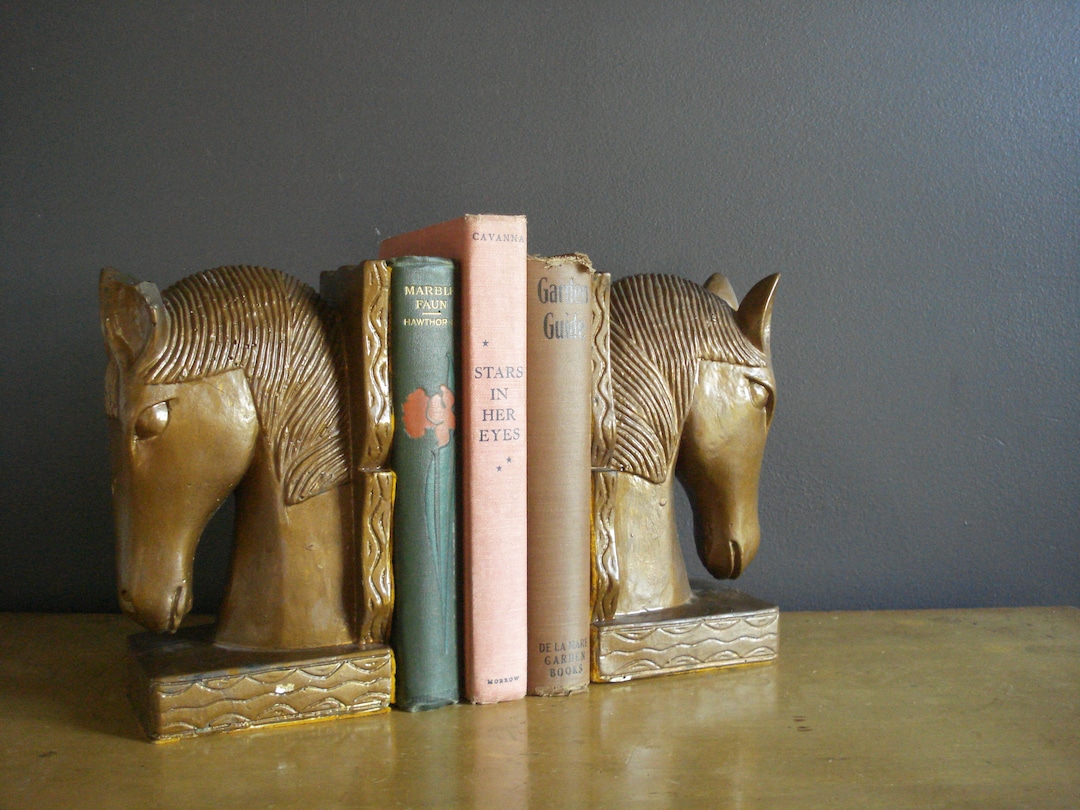NEIGHHHHH Vintage Horse Bookends Gold Pair Horse Head Etsy