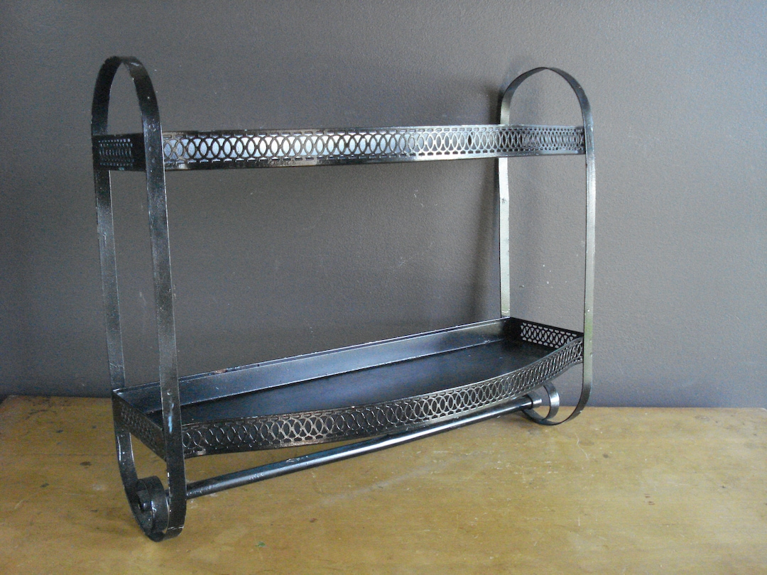 Vintage Black Metal Wall Shelf Vintage Ornate Bathroom Wall Shelf With ...