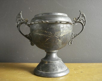Vintage Silverplate Spooner or Tureen - Very Old, Worn Silver Urn with Handles - Spooner with No Lid