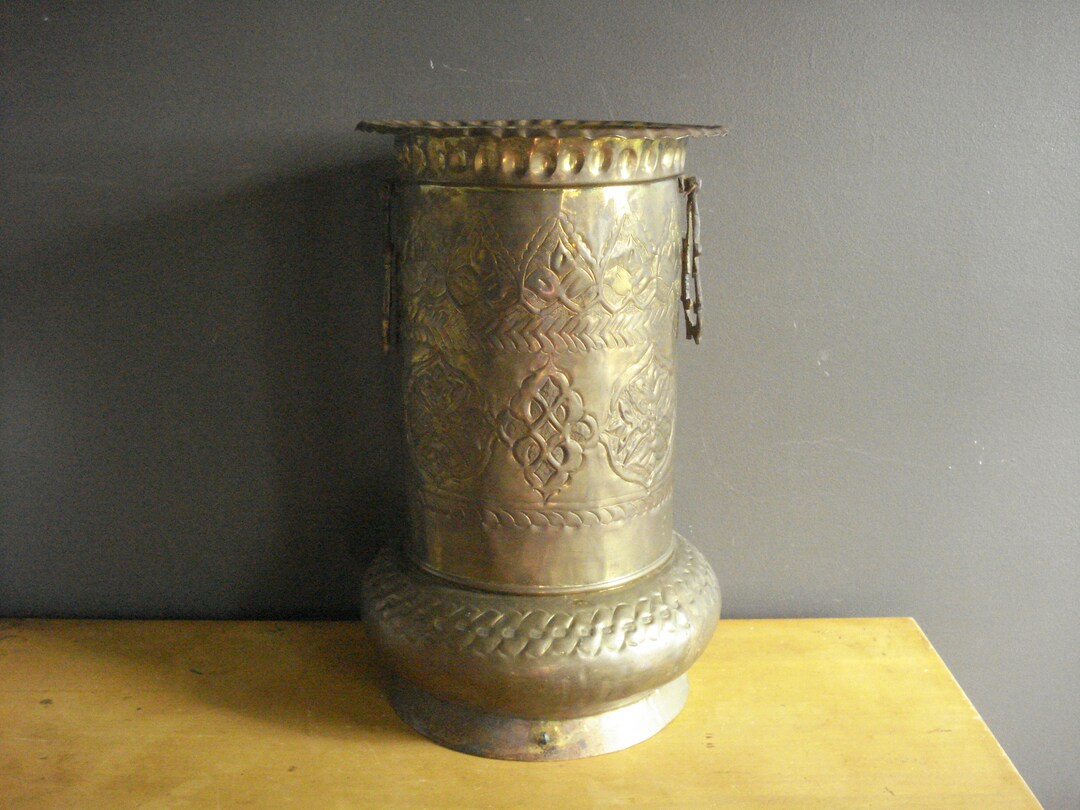 Vintage Brass Umbrella Holder Stand Tall Narrow Brass Etsy