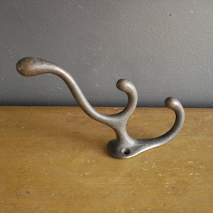Vintage Triple Wall Mount Hook - Decorative Metal Wall Hook - TWO available - Copper or Wrought Iron