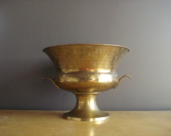 Brass Beast - Vintage Urn or Bowl - Large Brass Pedestal Dish or Vase - Huge Brass Compote Centerpiece with Handles