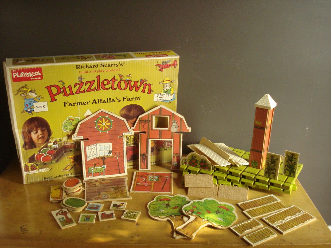Vintage Playskool Puzzletown Richard Scarry s Farmer Alfalfa s Farm vintage-playskool-puzzletown-richard-scarry-s-farmer-alfalfa-s-farm