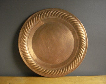 Large Round Copper Serving Tray - Vintage Plant or Drink Tray - Gorgeous Old Copper Tray