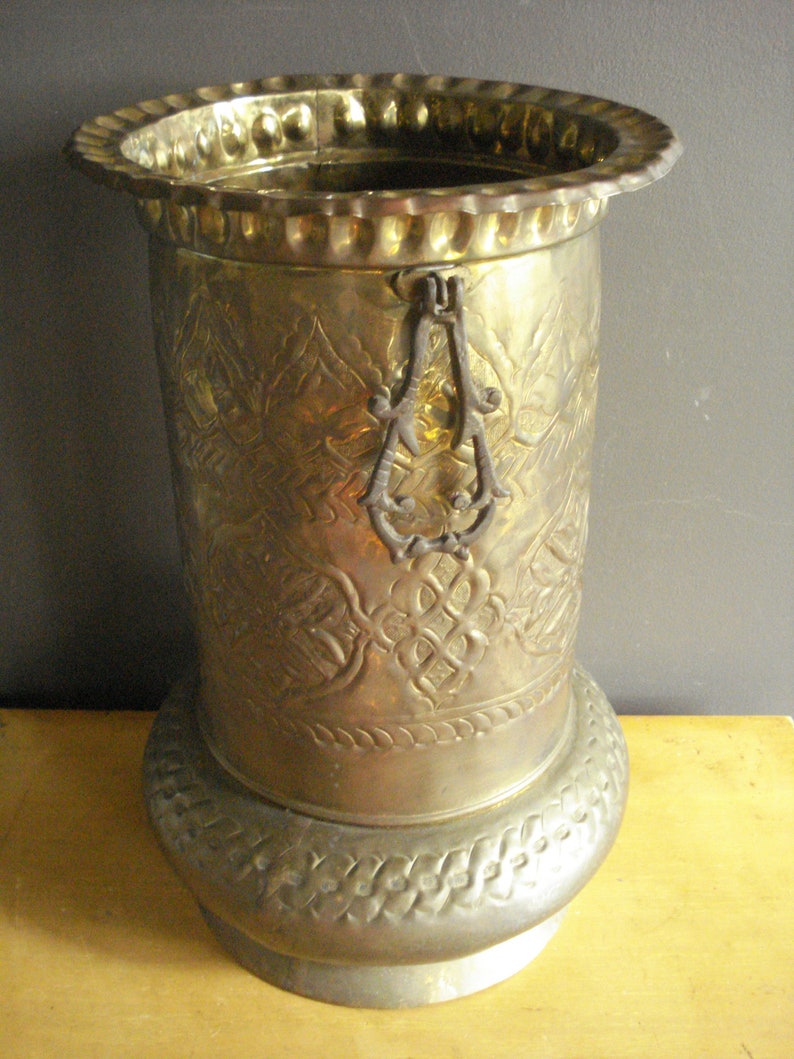 Vintage Brass Umbrella Holder Stand Tall Narrow Brass Etsy