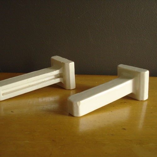 Vintage Porcelain Wall Hardware Shelf Brackets White Ceramic Wall