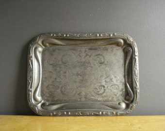 Vintage Silver Rectangle Tray - Large Silverplate Platter or Serving Tray - Worn, Gorgeous Silverplated Tray