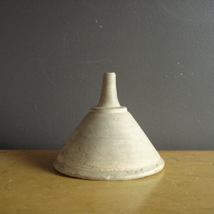 Unique Pottery Funnel - Vintage Handmade Ceramic Funnel - Antique Kitchen Tool