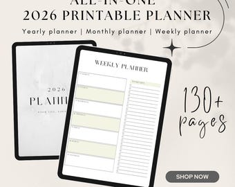 2026 Printable Planner | Ultimate Yearly, Monthly, Weekly (Digital Download)